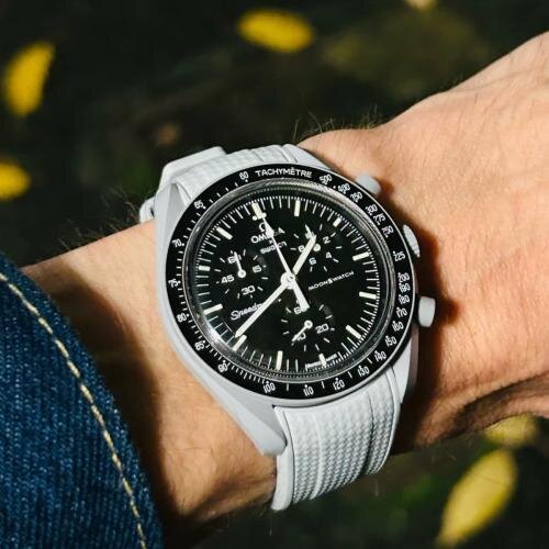 Rubber Flex Thread Curved Strap for Blancpain X Swatch Arctic Ocean