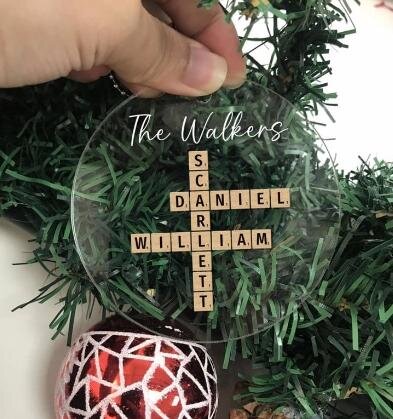 Startseite Kreuzworträtsel-Kunst Personalisiertes Kristallglas-Ornament