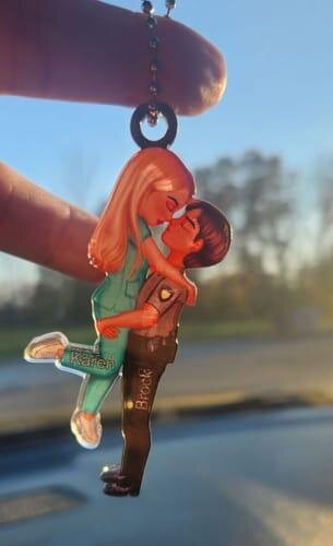 Ornement de voiture personnalisé, Portrait de couple, Cadeau de Noël, Cadeaux par profession