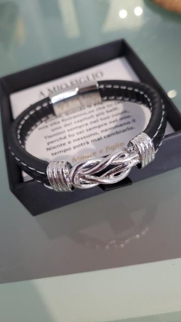 Braccialetti in pelle intrecciata con infinito, regalo per figlio