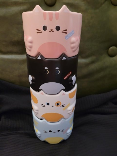 🎁 Perfect Cat Lover’s Gift: Stackable Mugs for Home & Office 🐈☕