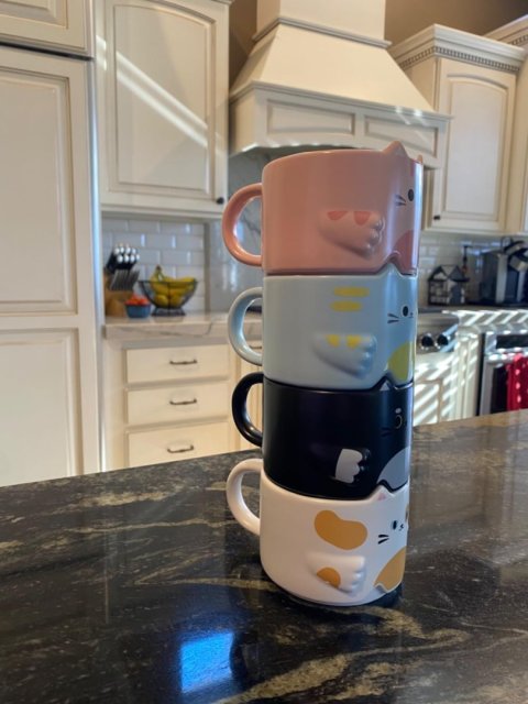 🎁 Perfect Cat Lover’s Gift: Stackable Mugs for Home & Office 🐈☕