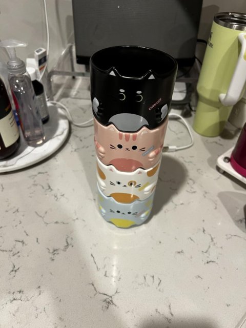 🎁 Perfect Cat Lover’s Gift: Stackable Mugs for Home & Office 🐈☕