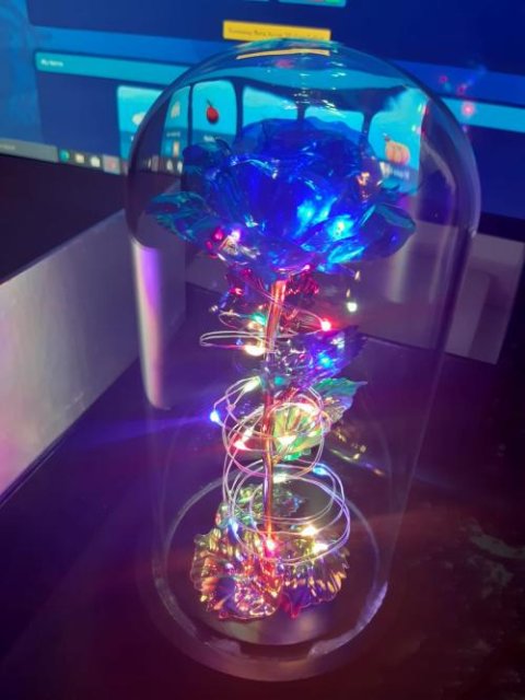🌹✨ Colorful LED Rose in Glass Dome