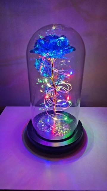 🌹✨ Colorful LED Rose in Glass Dome