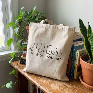 Zoey C.'s tote bag on a shelf