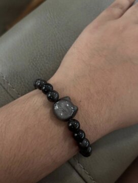 A customer photo of the bracelet on the wrist