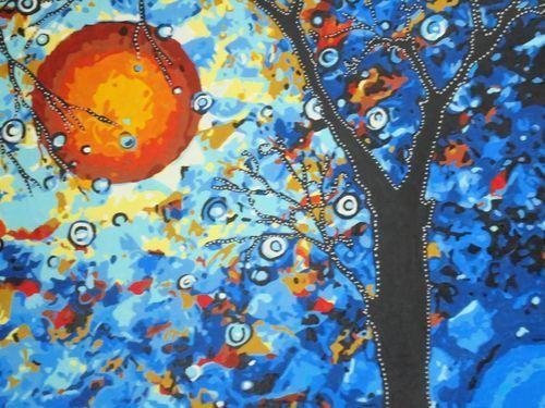 ArtVibe™ Malen nach Zahlen zum Selbermachen – Mond und Baum (16"x20" / 40x50cm)