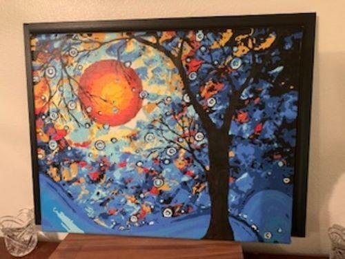 ArtVibe™ Malen nach Zahlen zum Selbermachen – Mond und Baum (16"x20" / 40x50cm)