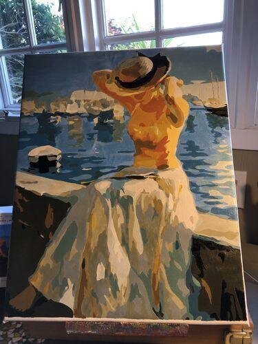 ArtVibe™ DIY Painting By Numbers -Girl sitting by the sea (16"x20" / 40x50cm)