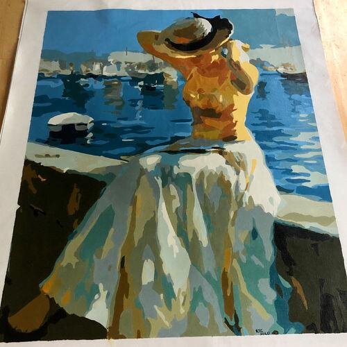 ArtVibe™ DIY Painting By Numbers -Girl sitting by the sea (16"x20" / 40x50cm)