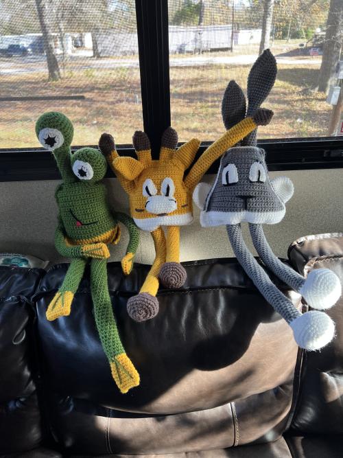 Frog , Bunny & Giraffe Baby Stretchable Hanging toys Crochet