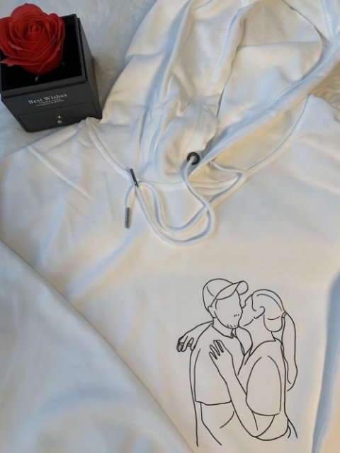 50% OFF🔥PERSONALIZED PHOTO LINE DRAWING HOODIE💕SWEATSHIRT
