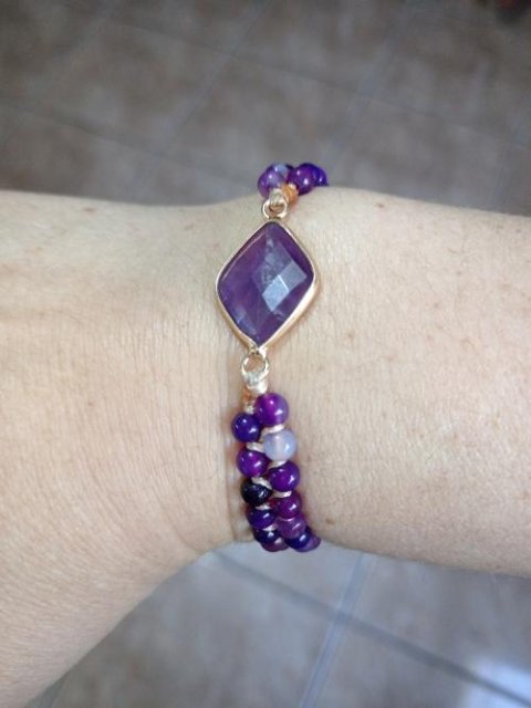 Pulsera Cuentas Amatista Morada