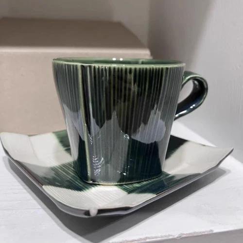 Seto Ware Woven Green Glaze Coffee Cup