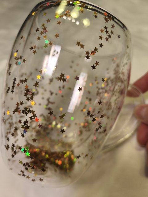 Tazas de Vidrio para Té o Café Diseño Estrellas Doradas