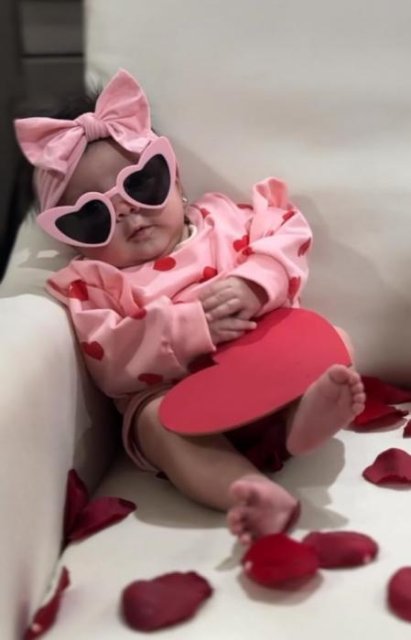 Long Sleeves Hearts Romper & Headband Set
