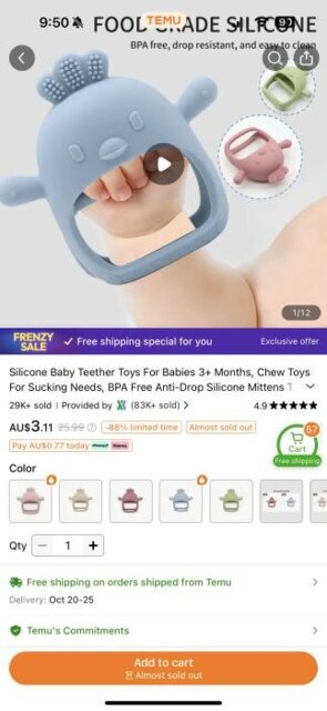 Olaf Silicone Teething Glove